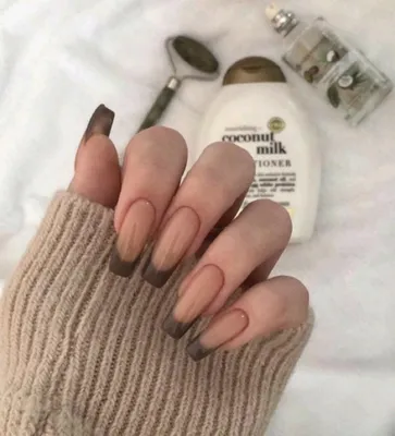 френч/nails/ коричневый френч/ дизайн ногтей | Богемные ногти, Дизайнерские  ногти, Красивые ногти
