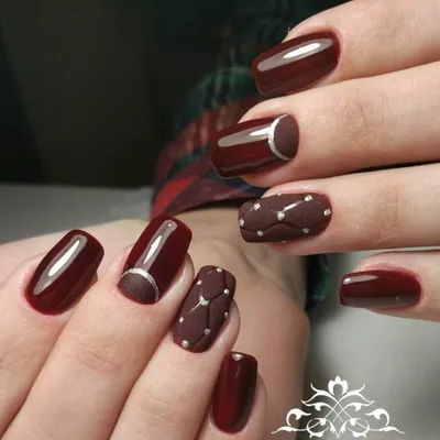 коричневый-маникюр-матовый-глянцевый-френч-nailsxmina - Fotoleo