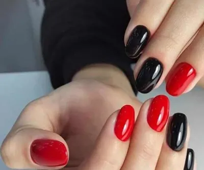 Черно-красный маникюр | Mickey nails, Pink tip nails, Elegant nails