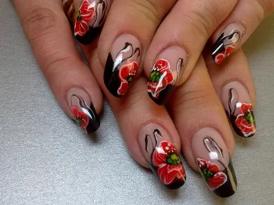 Дизайн ногтей. Маки | Flower nail art, Autumn nails, Nail designs