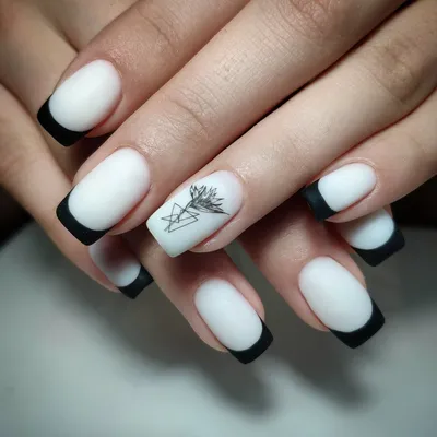 Маникюр черно-белый матовый | Manicura, Uñas en gel diseños, Uñas de gel  simples