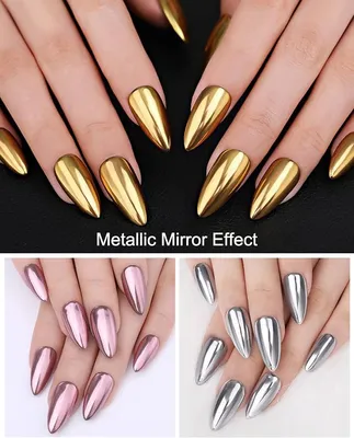 Amazon.com: 3 Colors Chrome Nail Powder Set Reflective Glitter Metallic  Mirror Effect for Nails Art Design 3D Holographic Silver Rose Gold Pigment  Flash Light Crome Paillette Dust with 3 Tools : Beauty