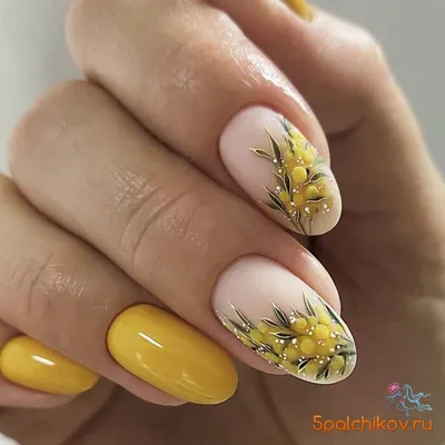 Дизайн ногтей, Мимоза на ногтях, Рисунок Гель-лаком, Маникюр. - YouTube