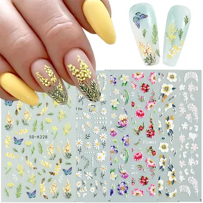 Hand Manicured Nails Cat Eye Design Yellow Mimosa Flower Stock Photo by  ©natkin_zu 202755924