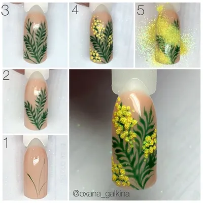 Цветы на ногтях Жёлтый маникюр Мимоза | Цветы на ногтях, Ногти, Маникюр