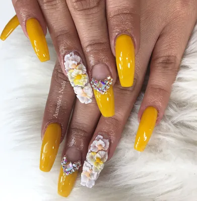 5d Spring Nail Sticker Yellow Mimosa Green Leaves Nail Art - Temu