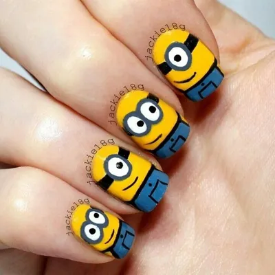 Minions nail art | Маникюр с миньонами, Дизайнерские ногти, Нейл-арт