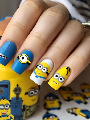 Nails by Candice - Minions!! Gel Overlay #geloverlay #gel  #naturalhealthynails #nailart #handpaintednailart #minionnailart #nails  #nailtechnician #nailsofinstagram #naillife #NailsByCandice  @bella_vita_east_london | Facebook