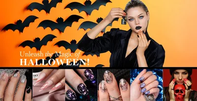 Pumpkin Halloween Fake Nails