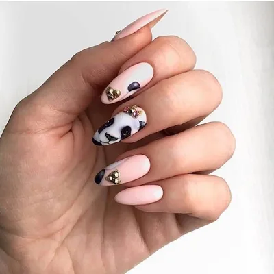 маникюр с пандой на ногтях дизайн 2018 | Panda nail art, Matte nails  design, Nail art