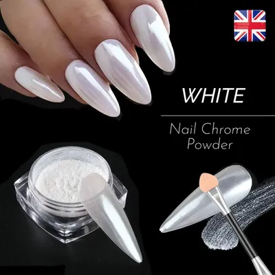 White Nail Chrome Powder Pigment Nails Crystal Shiny Mirror Dust Glazed  Donut UK | eBay