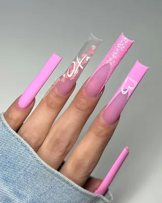 Amazon.com: 24Pcs Pink Press on Nails Long Square Fake Nails Colorful  Bubbles Nails Designs Coffin False Nails Glossy Full Cover Glue on Nails  Pink Stick on Nails Long Acrylic Nails for Women