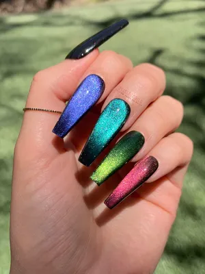 Rainbow Design on Long Oval Nails. Stock Photo - Image of background,  colorful: 140596958