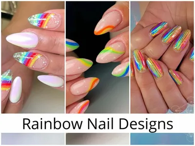 22 Beautiful Rainbow Nail Designs - The Glossychic | Rainbow nails design,  Rainbow nails, Dope nail designs