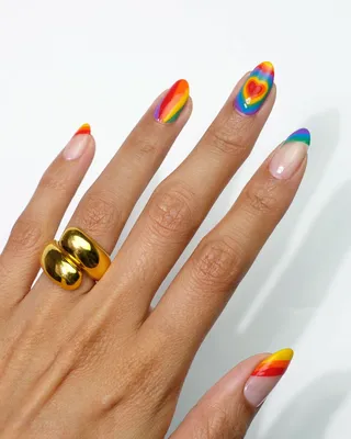 Pastel Soft Rainbow French Tips Reusable Fake Press On Nails Handmade | eBay