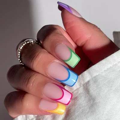 30+ Best Pride Nail Ideas That'll Brighten Your Outfits : Rainbow Pink  Short Nails I Take You | Wedding Readings | Wedding Ideas | Wedding Dresses  | Wedding Theme
