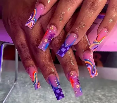 Rainbow Nails Rainbow Marble Press on Nails Abstract Nails Pride Nails  Rainbow Jelly Nails Summer Nails Rainbow Glitter Nails - Etsy