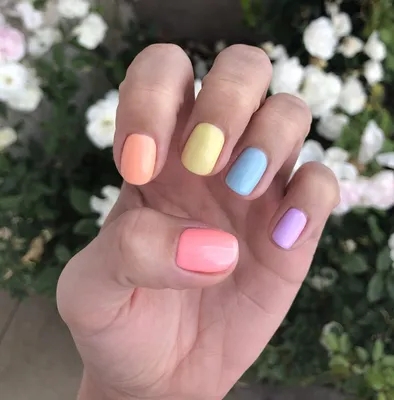 Pastel Rainbow Flower Press On False Nails | Creative Nails