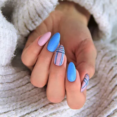 розовый с голубым | Beautiful nails, Super nails, Nail colors