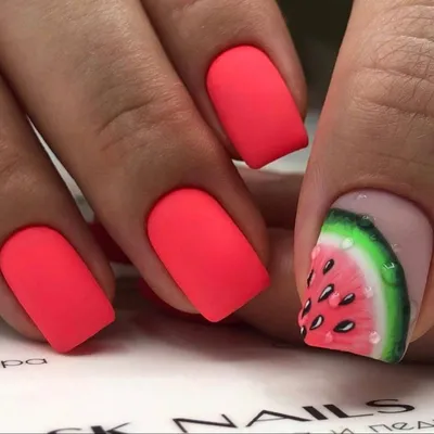 Розовый маникюр с арбузом❤ | Watermelon nails, Cute nails, Perfect nails