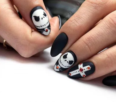 маникюр черно белый дизайн ногтей | Skull nails, Hair and nails, Nail  designs