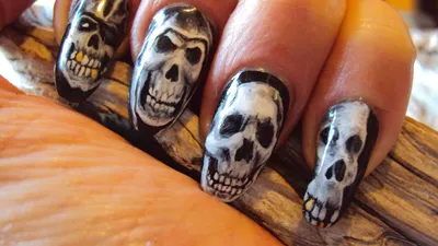 Хэллоуин маникюр | Как нарисовать череп на ногтях | Halloween Nail Art -  YouTube