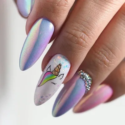 Маникюр с единорогом | Unicorn nail art, Nail art, Unicorn nails