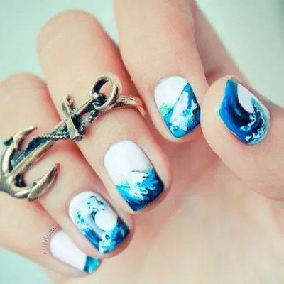 Nail art! spring nails! Summer nail art! Creative nails! Nail art design!  Cute nails! Anchor Nails | Nautical nails, Cruise nails, Creative nails