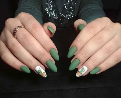 маникюр с кактусом фото_32 | Shellac nail designs, Green nails, Luxury nails