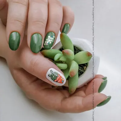 Омбре маникюр с кактуси || Ombre Cactus Mani || Aleks'Nails - YouTube