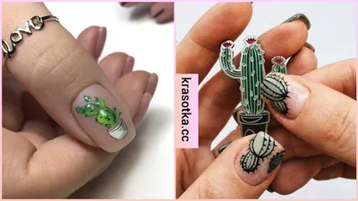 Succulents Nail Art / Дизайн ногтей с кактусами - YouTube