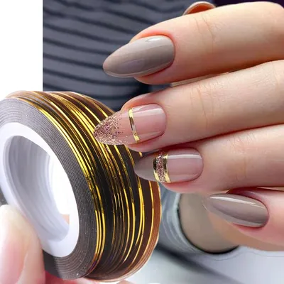 серебряные и золотые полоски для дизайна ногтей, 10 шт | AliExpress