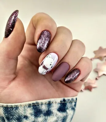 ODM Glitter Nails Рождественский дизайн ногтей, Белый рождественский мишка  - HUIZI