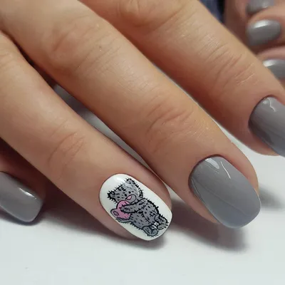 Зимний маникюр Мишка Тедди | Teddy bear Nail art - YouTube