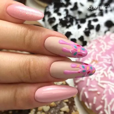 Nails. Summer nails with pink and blue. Sweet nails with muffin and ice  cream | Cream nail art, Cream nail designs, Cream nails