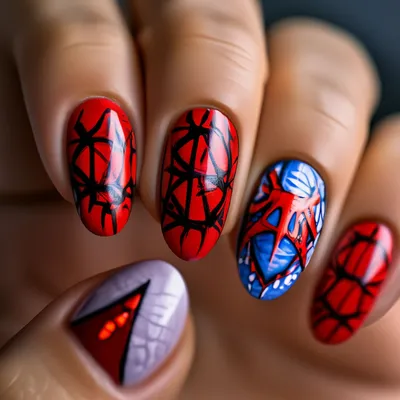 Ногти Марвел человек паук marvel spider Man nails | Дизайнерские ногти,  Ногти, Маникюр