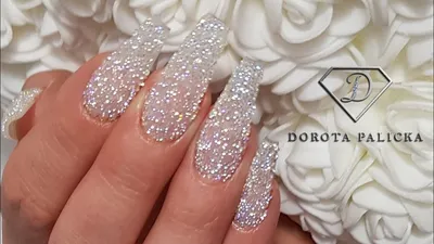 Swarovski crystals pixie application. Coffin shape nails infill with fiber  gel. Nail art tutorial - YouTube