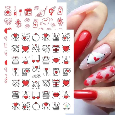 Купить 24 шт. маникюр с белым краем накладные ногти DIY розовое сердце  любви французские длинные квадратные накладные ногти | Joom