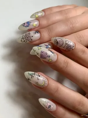 Осенние дизайны совместно с s.nails2843 - Inst | Silhouette nails, Cat nail  art, Water nails