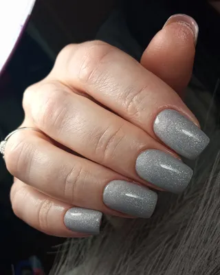 Glossy Gray Press Nails Full Cover Short Square False Nails - Temu