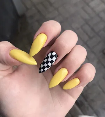 nails #yellow #yellownails #chess #beautiful #color #sharpnails |  Homecoming nails, Yellow nails, Nail designs