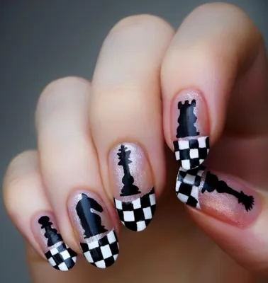 Chess Almond Nails - Press On Nails – BTArtbox Nails