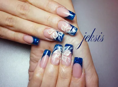 Накладные ногти Beautiful Nail синий френч, форма квадрат, короткие, 24 шт  - купити за найкращою ціною в Україні ➤ KittyShop.com.ua