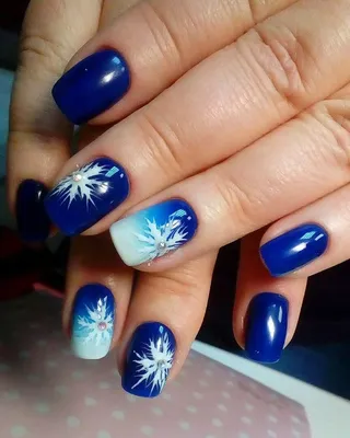 Насыщенный синий маникюр с блестками и снежинками | Маникюр 2024 | Дизайн  ногтей | ВКонтакте