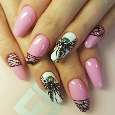 Ногти, дизайн ногтей, гель, наращивание гелем, красный, nails, nail polish,  design, стразы, стрекоза, розовый, ман… | Dragonfly nail art, Bridal nails,  Tammy nails