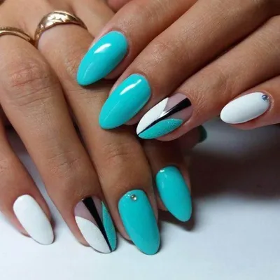 Бирюзовый маникюр - 150 фото ногтей гель-лаком | Turquoise nails, Turquoise  nail art, Teal nails