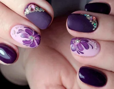 2019 Маникюр фиолетовый френч 34 фото дизайна ногтей | Nail designs, Nails,  Nail polish