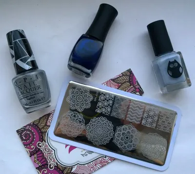 Новогодний маникюр со стемпингом в голубых тонах | Blue Stamping Nail Art -  YouTube