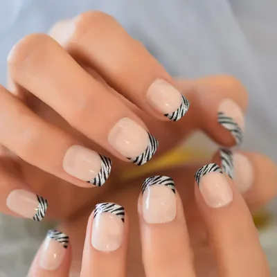 45 Trendy Spring Nails That'll See Everywhere : White Zebra Tip Almond Nails
