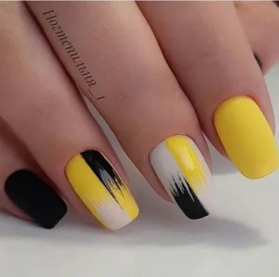 Маникюр геометрия жёлтый черный | Nails, Nail designs, Makeup